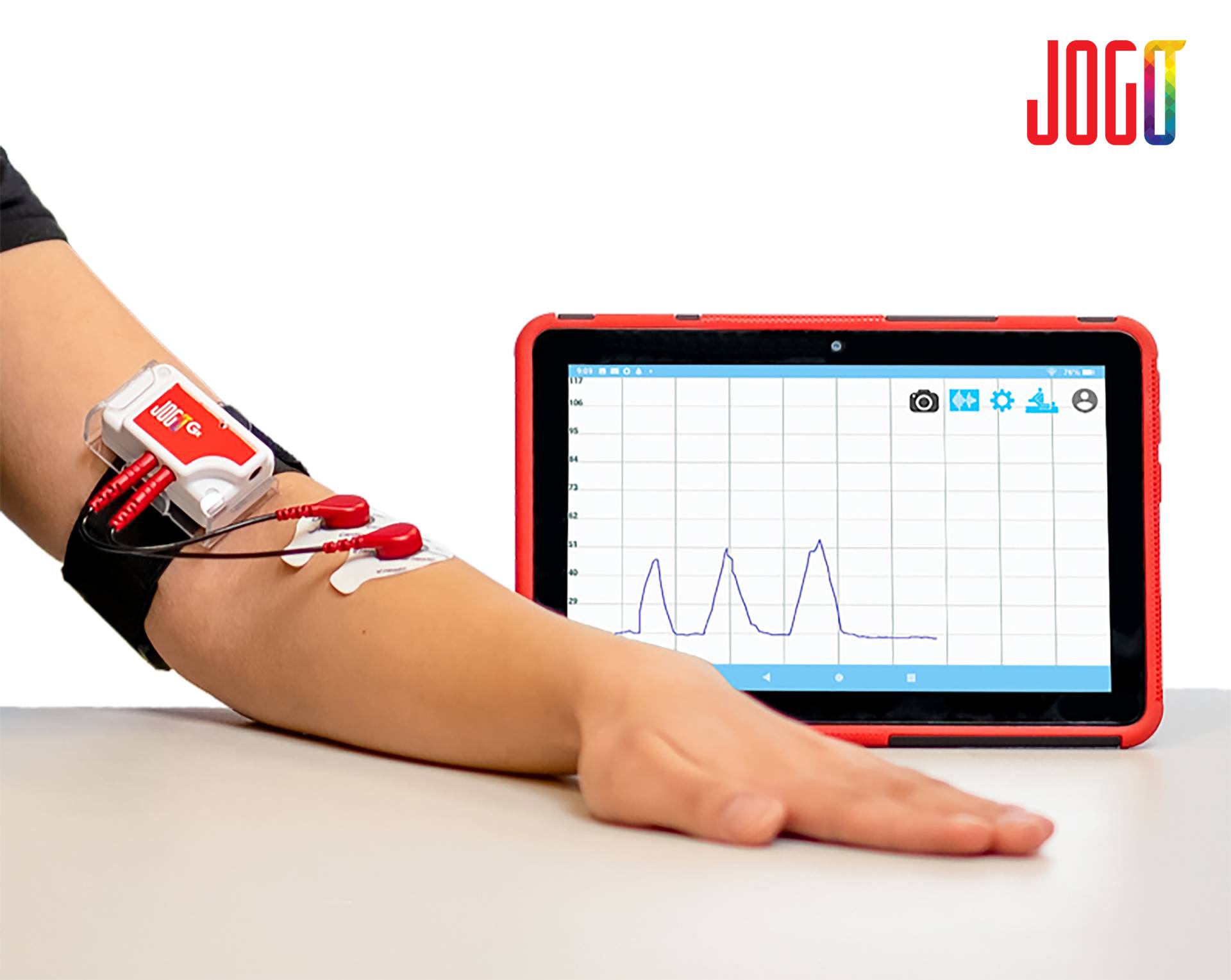 Hand getting connected to digital screen showing pulse graph.
