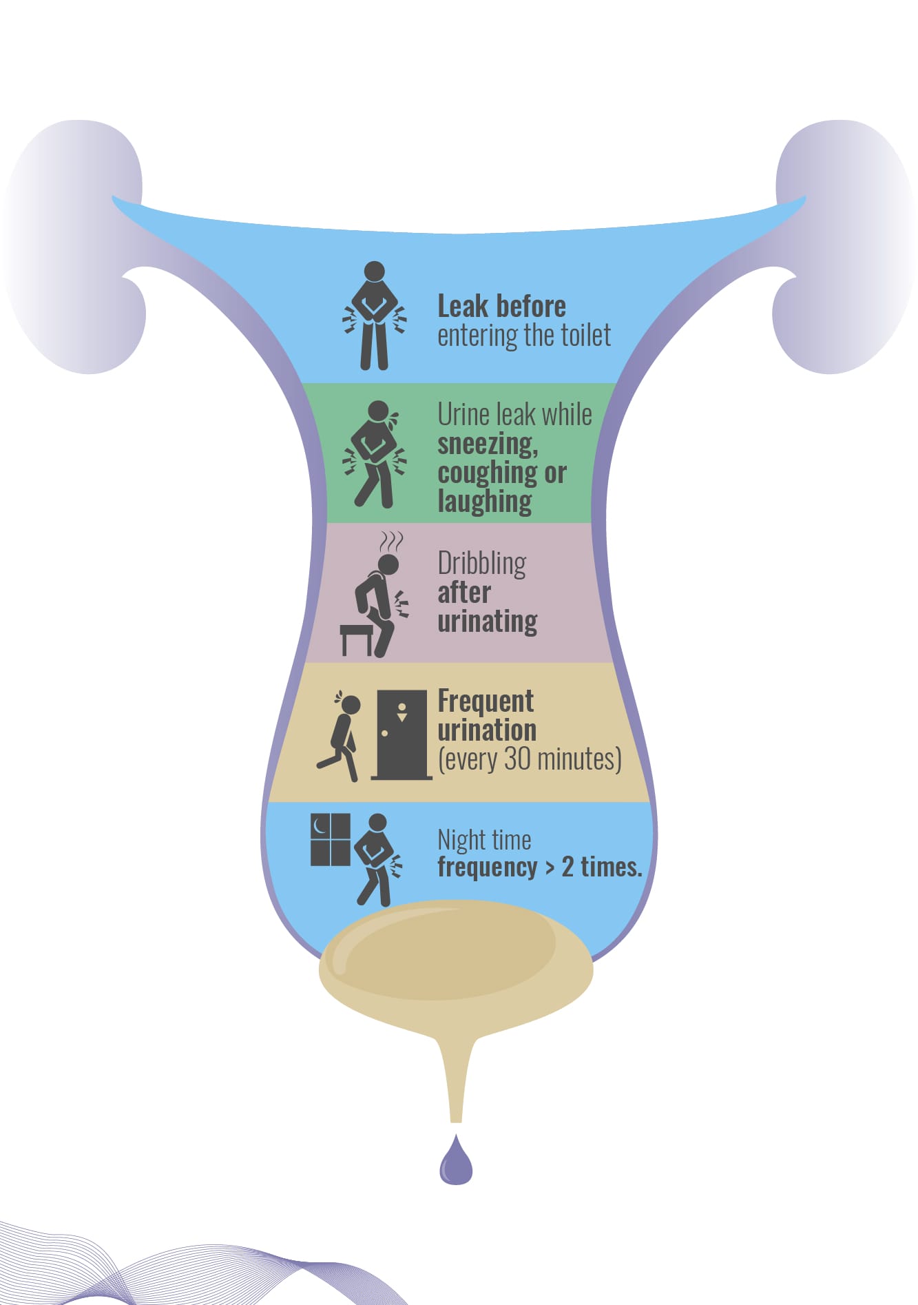 The image illustration of symptoms of stress incontinence.